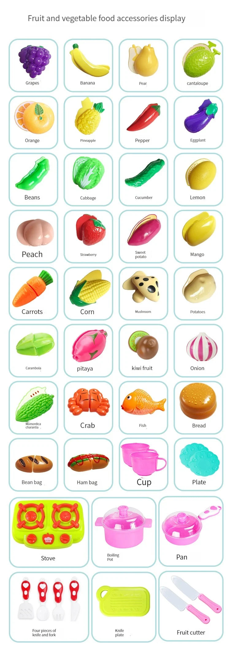 Children play house toys kitchen cut fruit and vegetable set, boys and girls play house can cut fruit