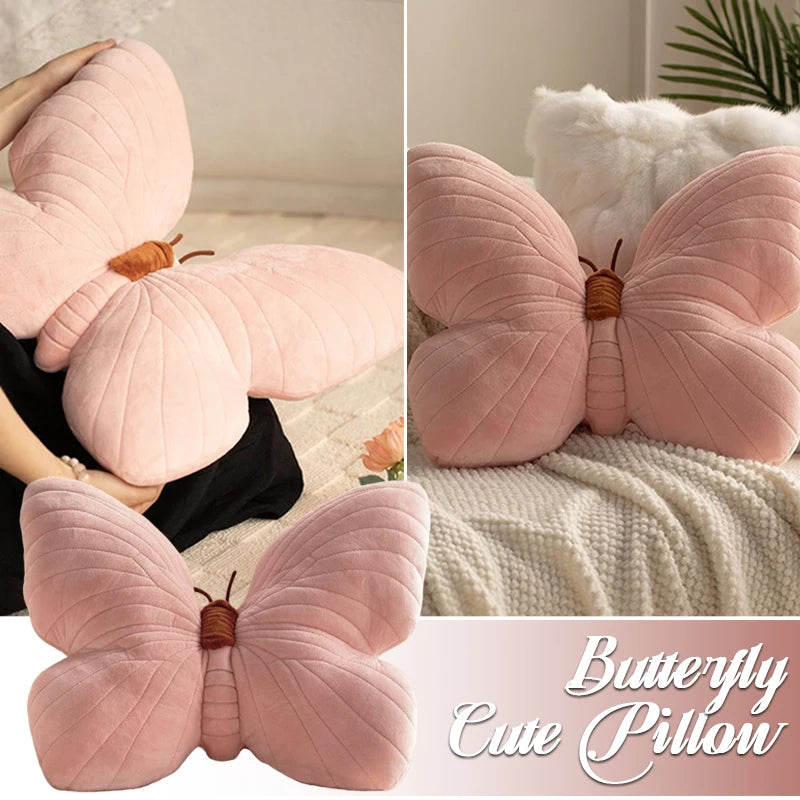 Butterfly Pillow Throwing Pad Short Plush Cushion