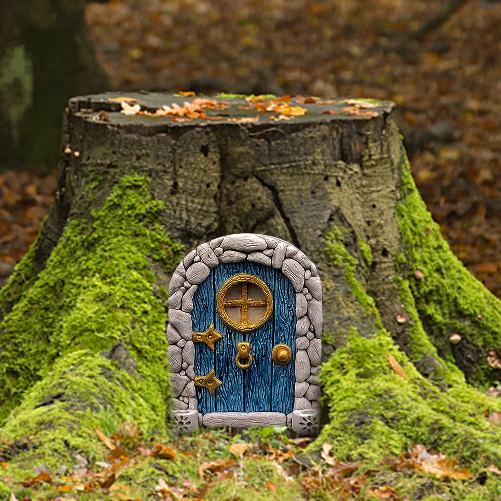 Wood Miniature Fairy Gnome Window Door Elf Home Creative Tree Door