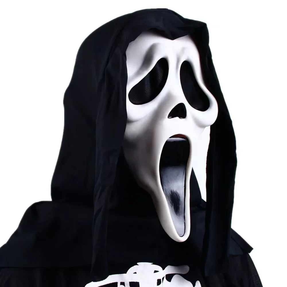 Ghost Face Scream Movie Horror Mask Halloween Killer Scary Headgear Mask Cosplay Adult Costume Accessories Props Suit