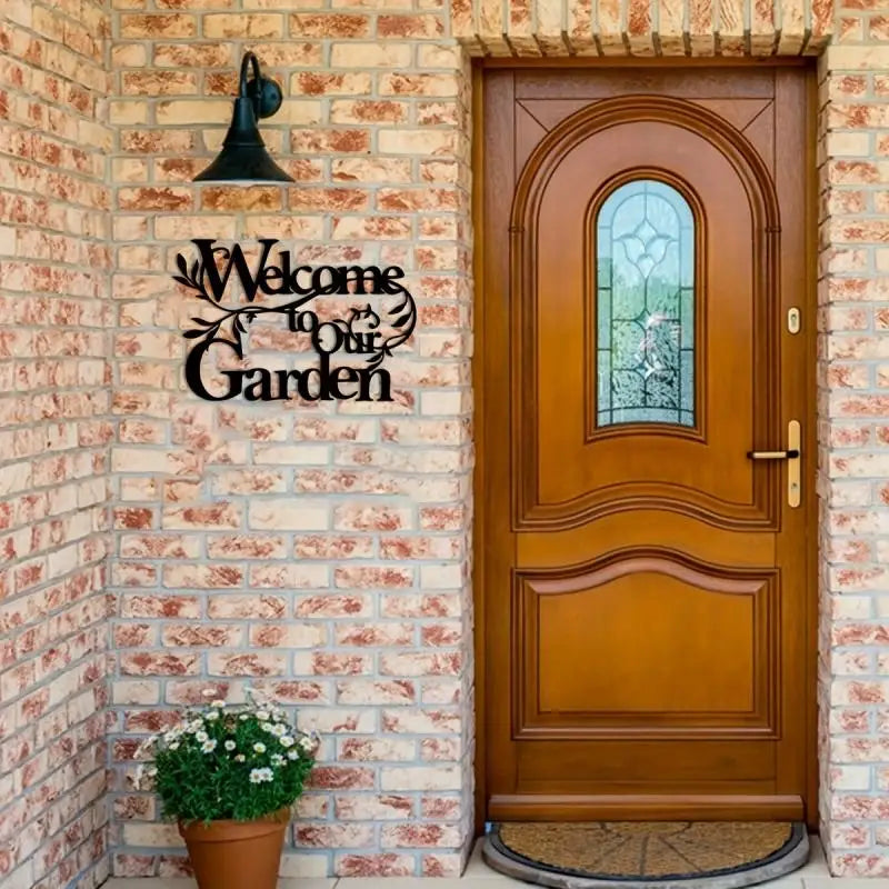 Welcome To Our Garden Sign, Metal Garden Sign Decorative Wall Hanging