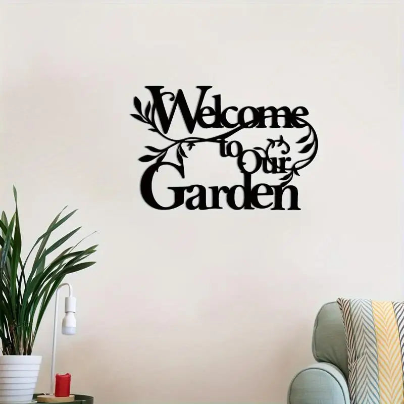 Welcome To Our Garden Sign, Metal Garden Sign Decorative Wall Hanging