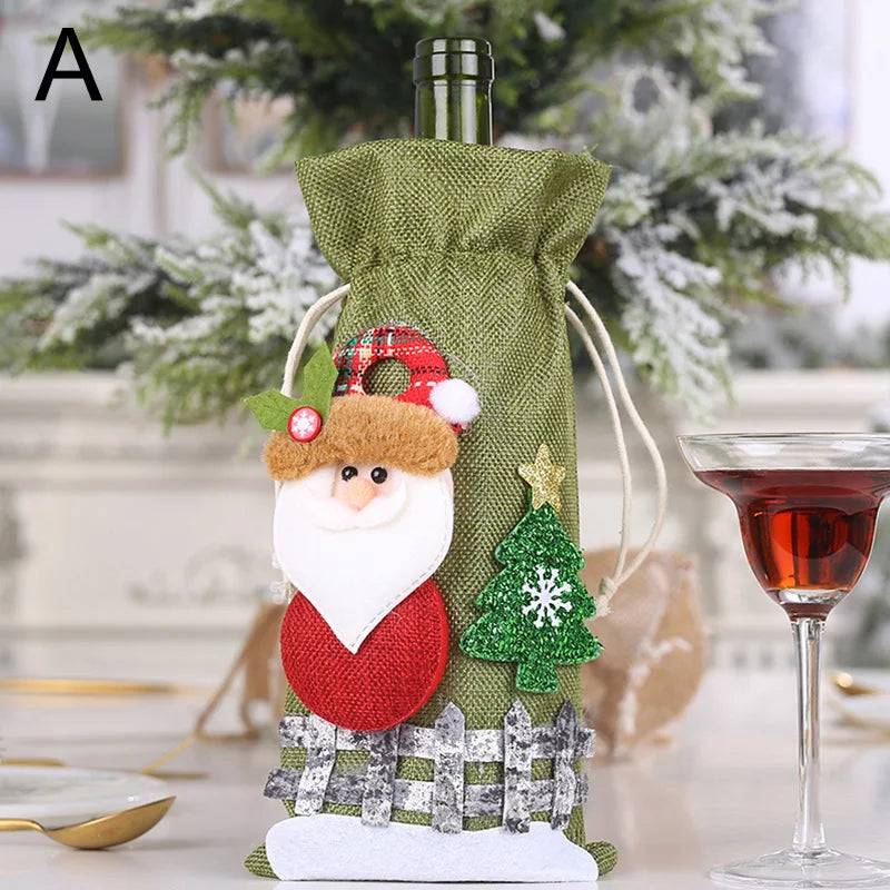 Wine Bottle Covers Bag Snowman Santa Claus