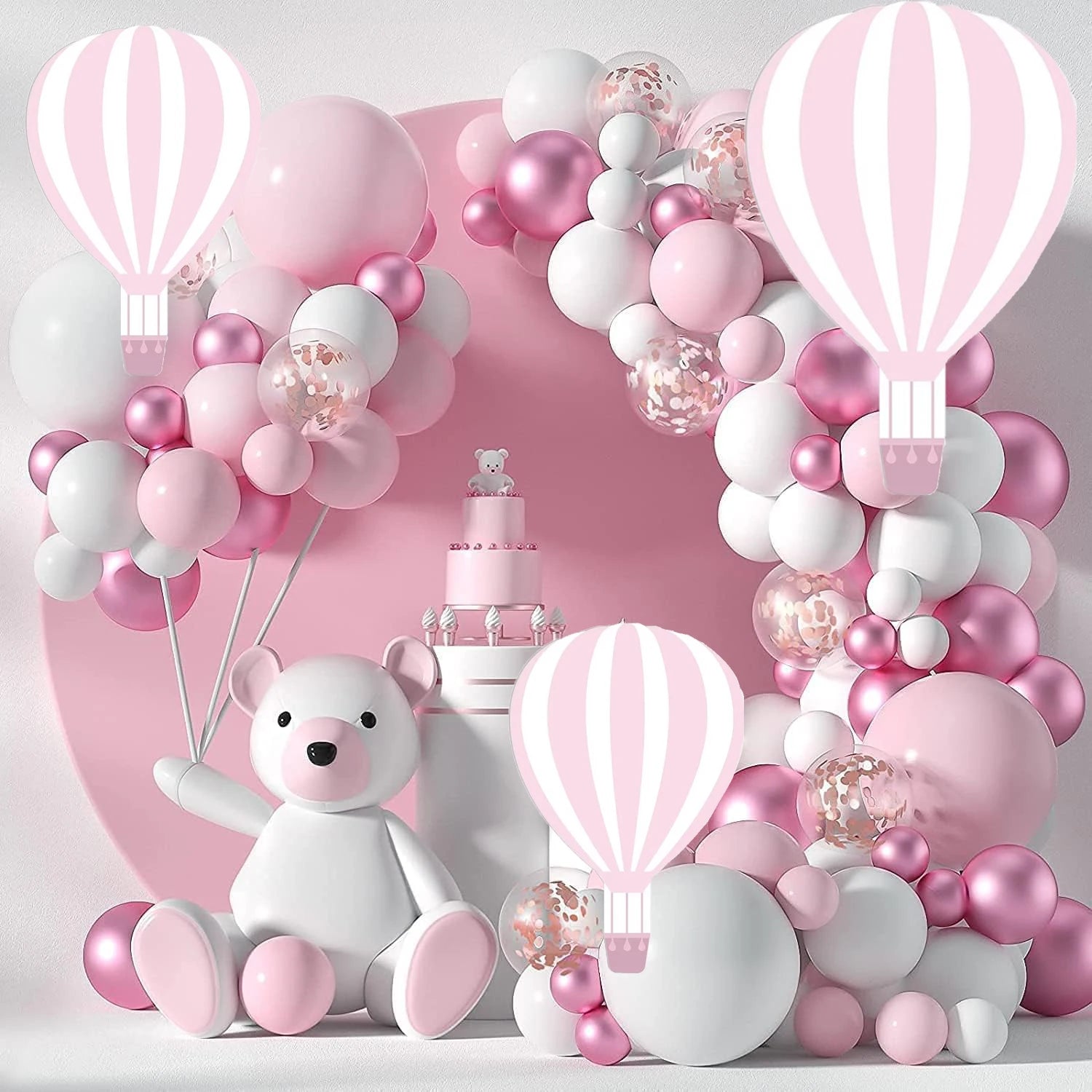 Hot Air Balloon KT Board Blue Pink Hot Air Balloon Cutouts for 1st Birthday party Decoration Girl