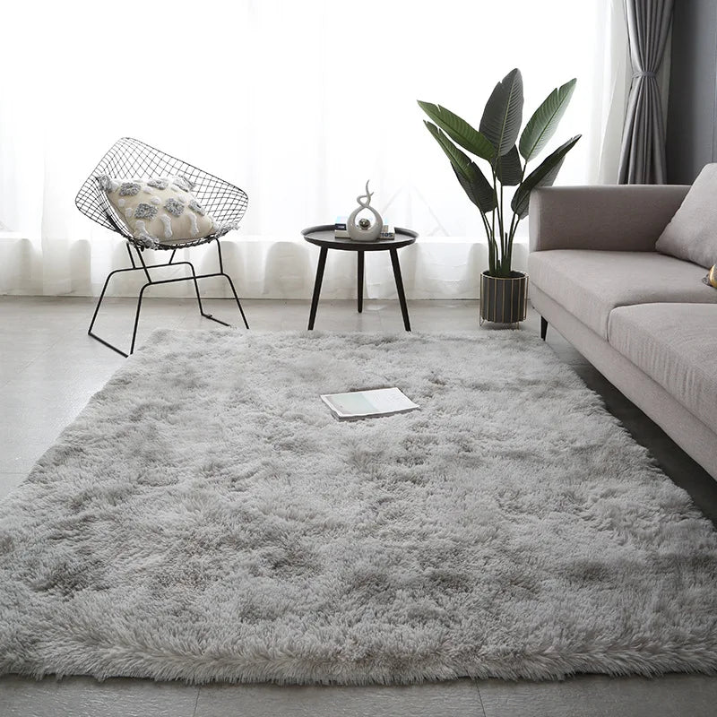 Gray Carpet for Living Room Plush Rug Bed Room Floor Fluffy Mats Anti-slip