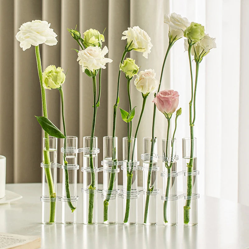 Creative Hinged Flower Glass Vase Test Tube Plant Holder Hydroponic Transparent Container