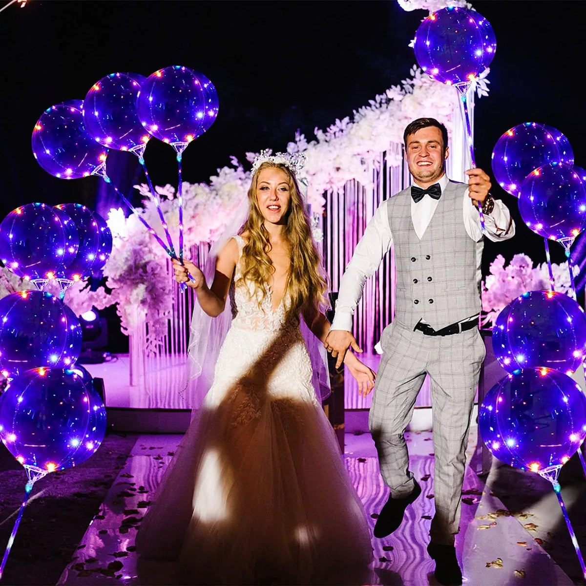 10Pcs New Year Clear LED light Up BoBo Balloons Luminous Bubble Balloon