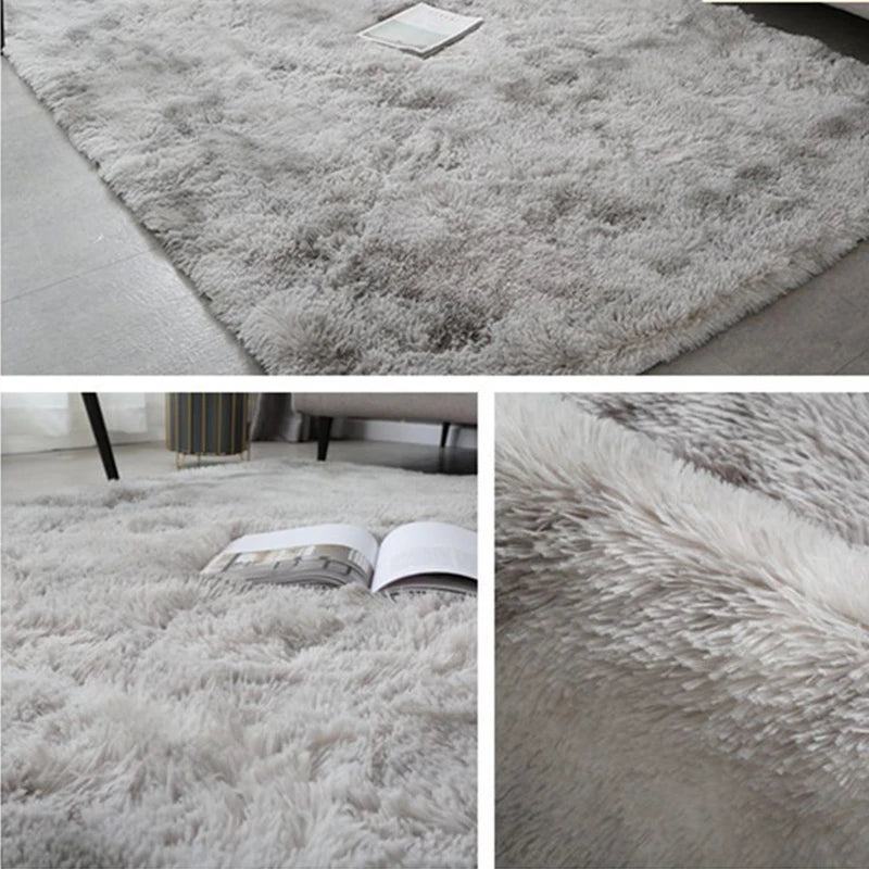 Gray Carpet for Living Room Plush Rug Bed Room Floor Fluffy Mats Anti-slip