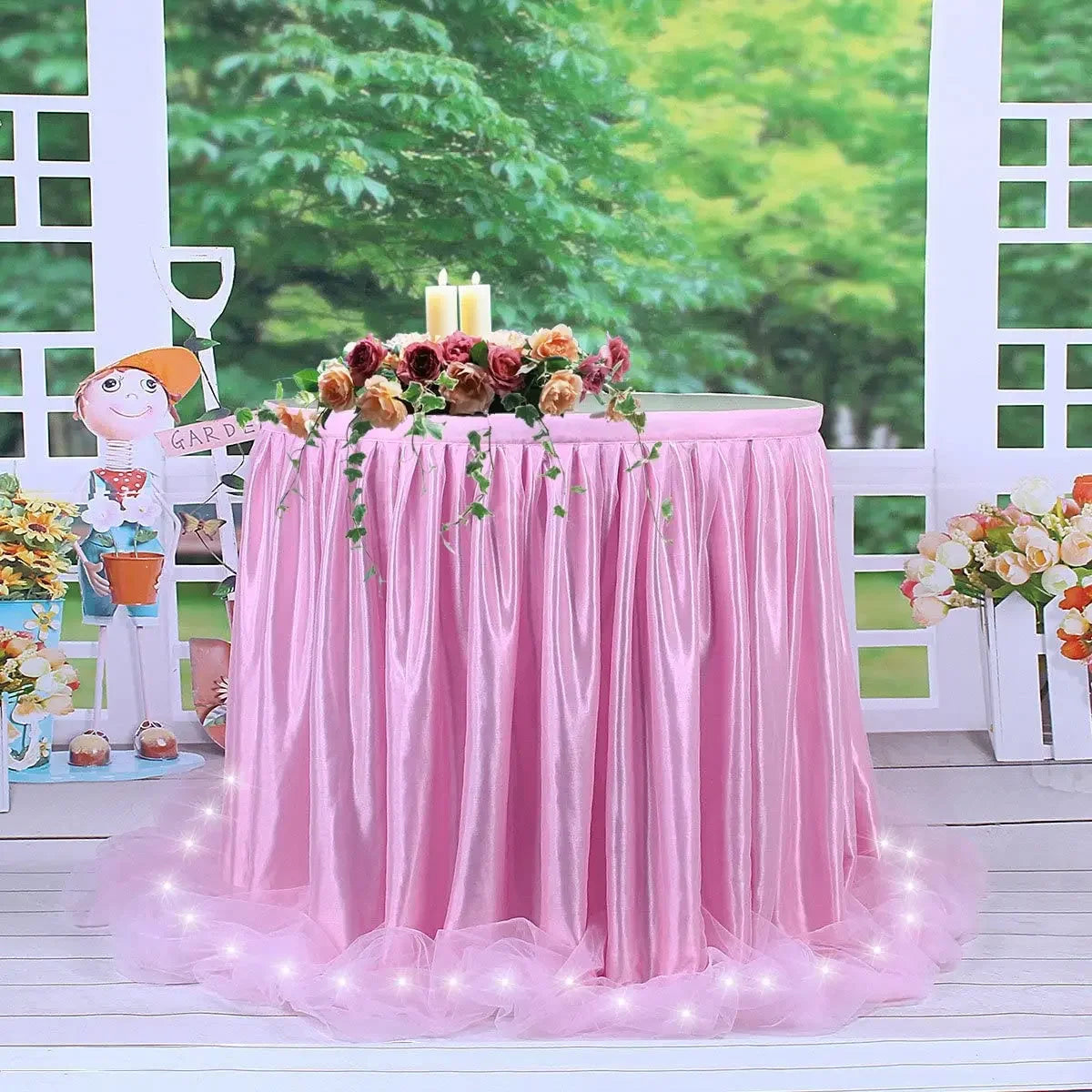Long Tulle Table Skirt 6FT/9FT Wedding Rectangle or Round Table Decorations
