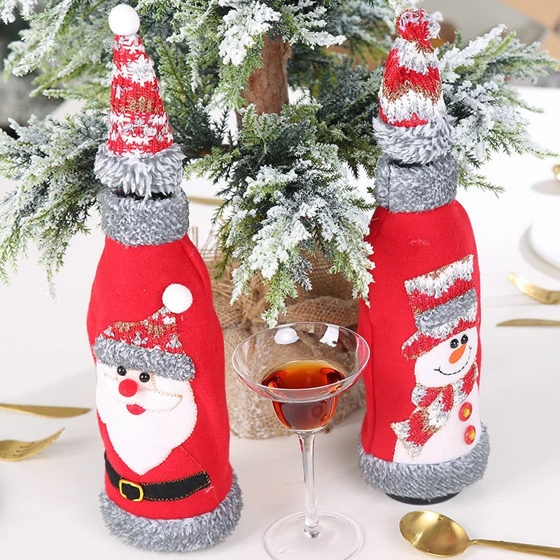 Wine Bottle Covers Bag Snowman Santa Claus