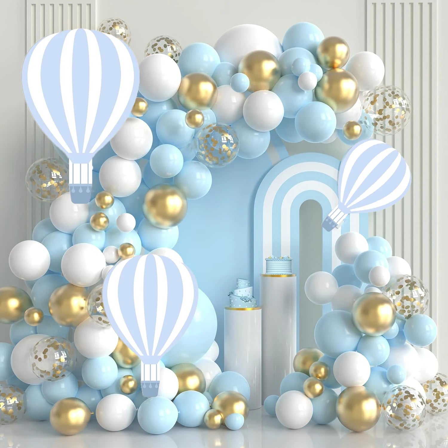 Hot Air Balloon KT Board Blue Pink Hot Air Balloon Cutouts for 1st Birthday party Decoration Girl
