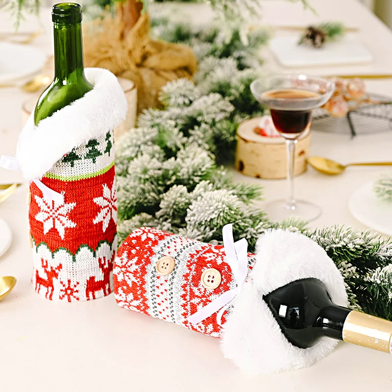 Christmas Wine Bottle Cover Knitted Plush