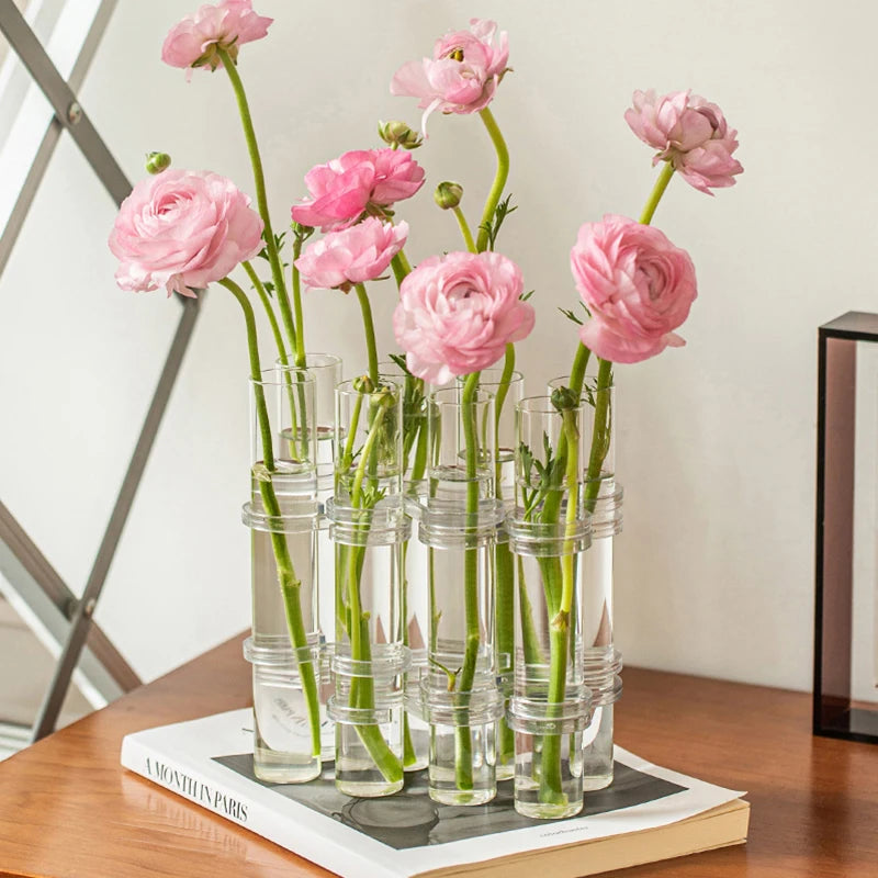 Creative Hinged Flower Glass Vase Test Tube Plant Holder Hydroponic Transparent Container