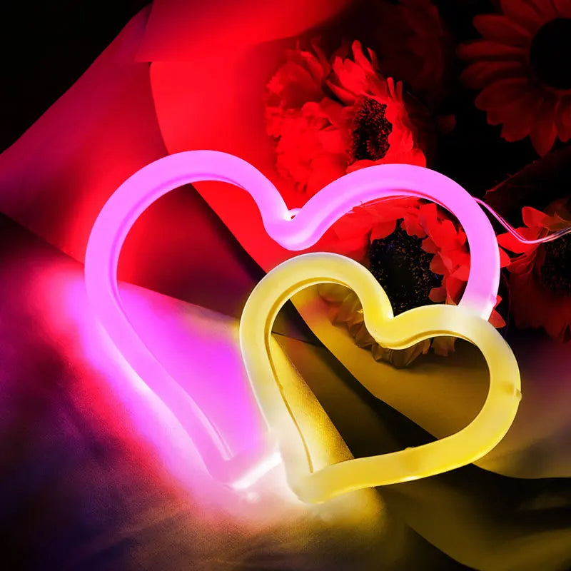 Neon lights, red heart-shaped LED lights for artistic decoration