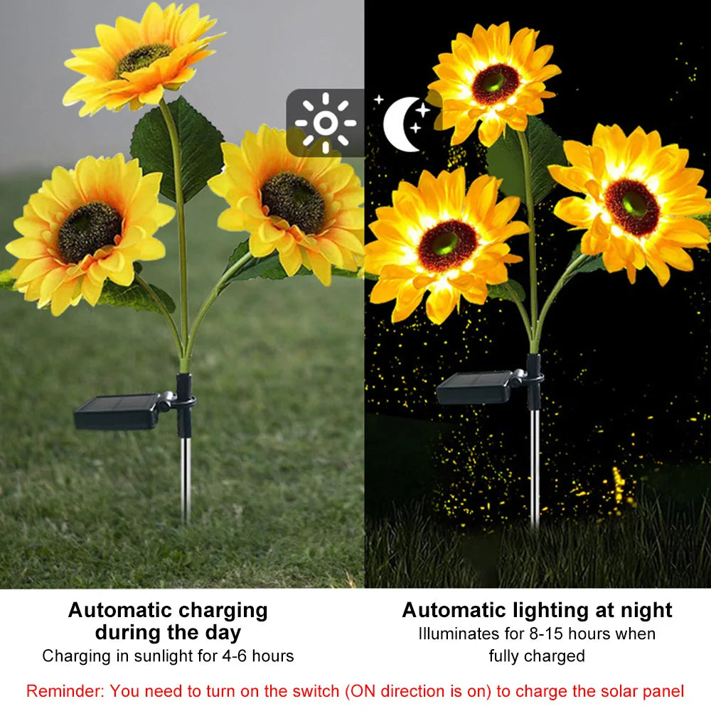 1/3/5 Head LED Solar Simulation Sunflower Lights