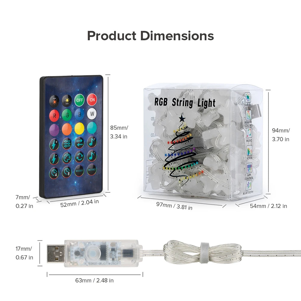 LED String RGB Dream Color Birthday Decoration Party Star