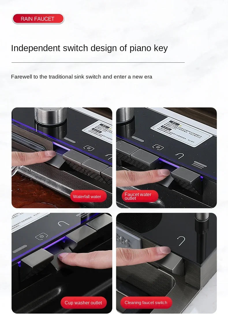 Stainless Steel Kitchen Sink Double Waterfall Integrated Digital Display