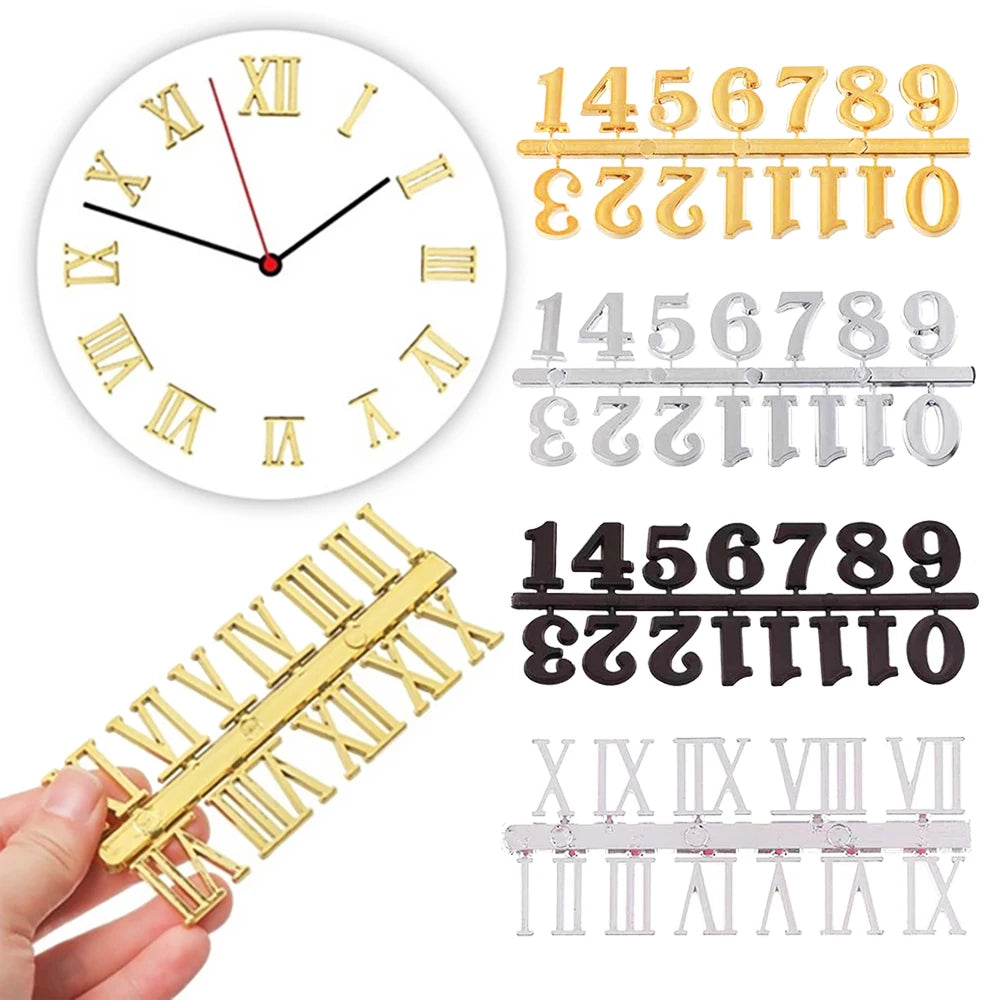 1Set DIY Arabic Numerals Roman Numerals Wall Digital Clocks Replacement Parts