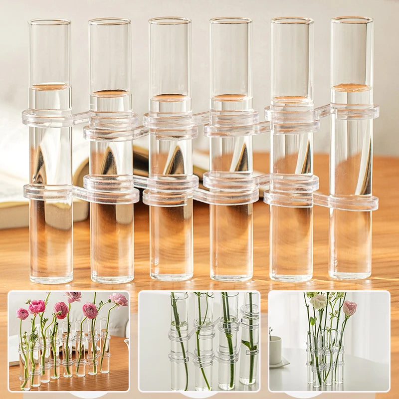 Creative Hinged Flower Glass Vase Test Tube Plant Holder Hydroponic Transparent Container