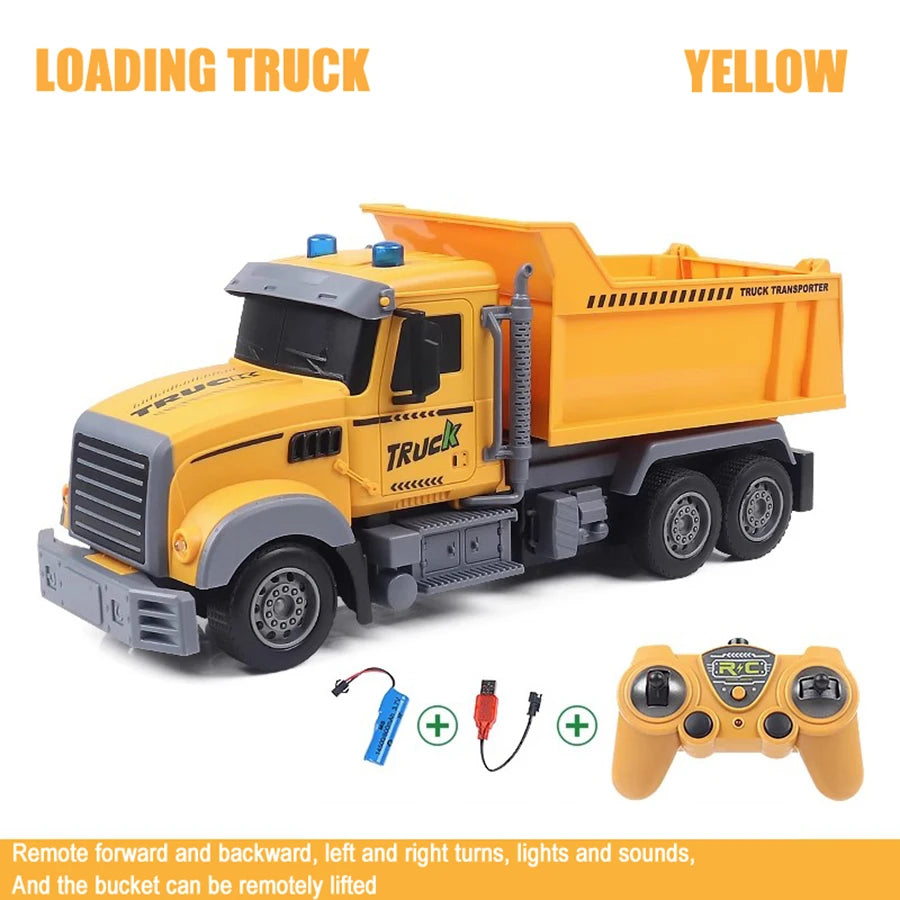 6-channel remote control engineering vehicle 2.4G rechargeable dump RC truck toy with light/sound effects, children's gift