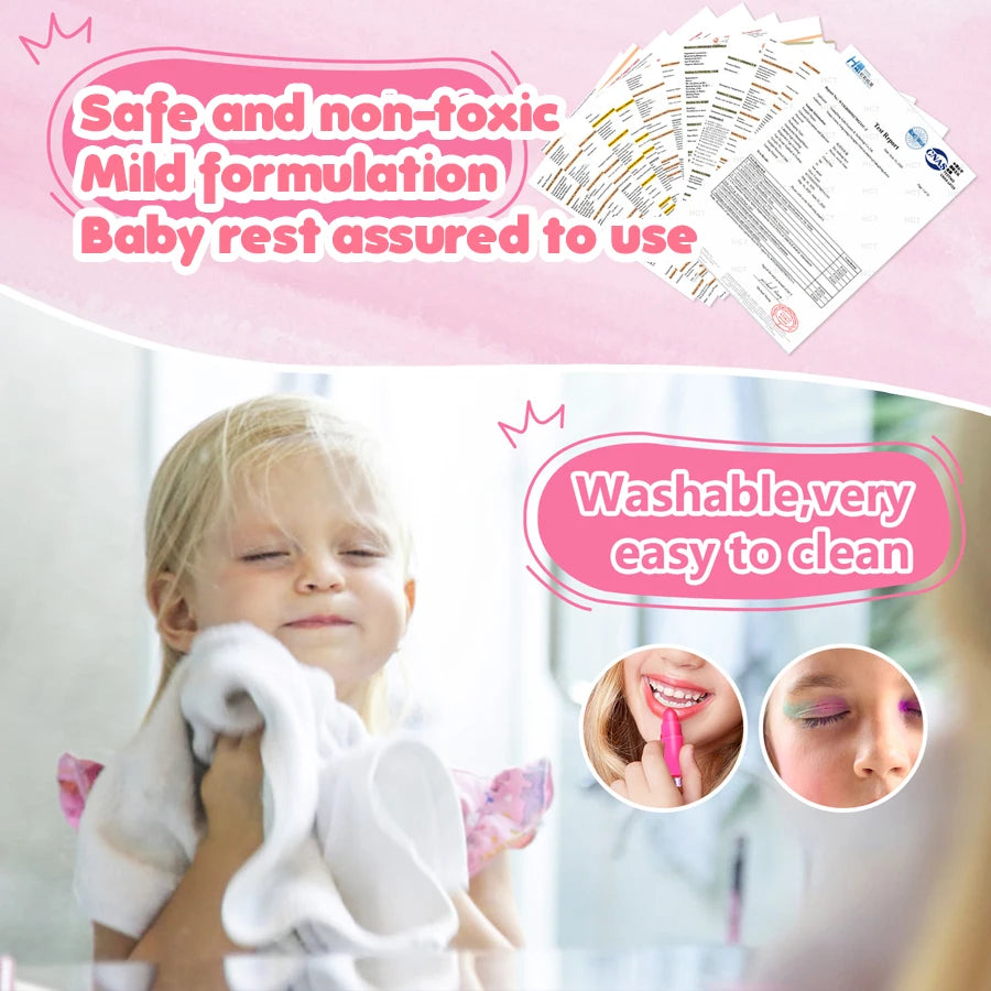 Shell Children's Makeup Bag Girl, Princess Truly Washable Pretending to Play with Cosmetics Set Toys, Non toxic and Safe