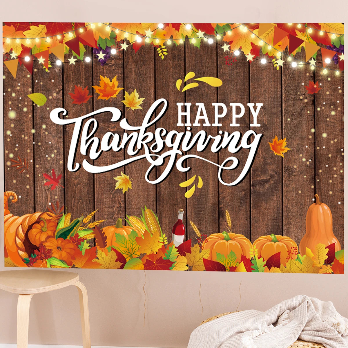 Autumn Thanksgiving Day Party Background Decoration Banner Autumn Fall Children Portrait Photography Photocall Backdrop Prop