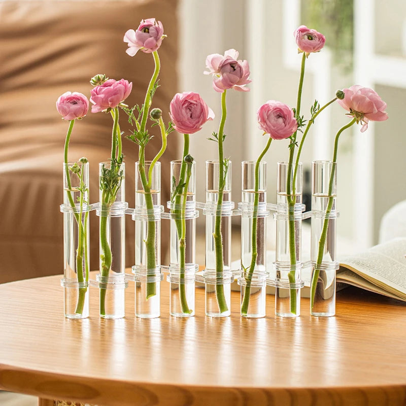 Creative Hinged Flower Glass Vase Test Tube Plant Holder Hydroponic Transparent Container
