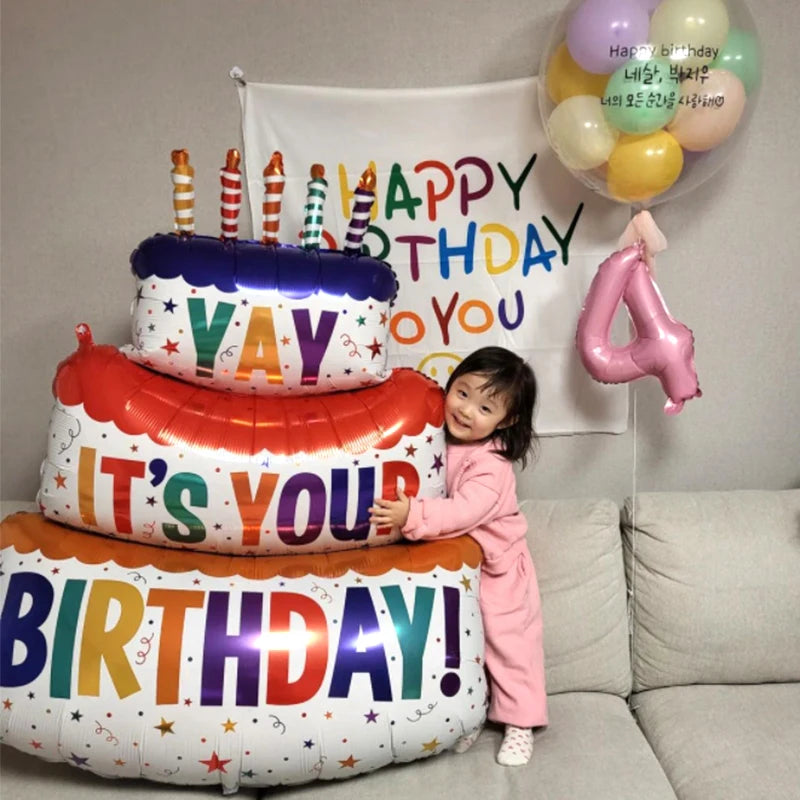 Large Birthday Three Layer Cake Candle Cake Shaped Happy Birthday Party