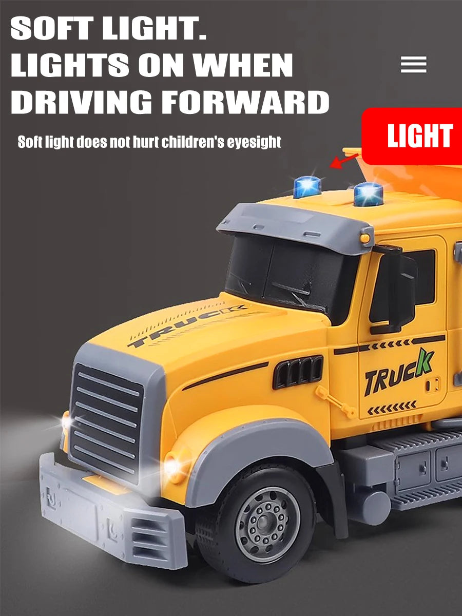 6-channel remote control engineering vehicle 2.4G rechargeable dump RC truck toy with light/sound effects, children's gift
