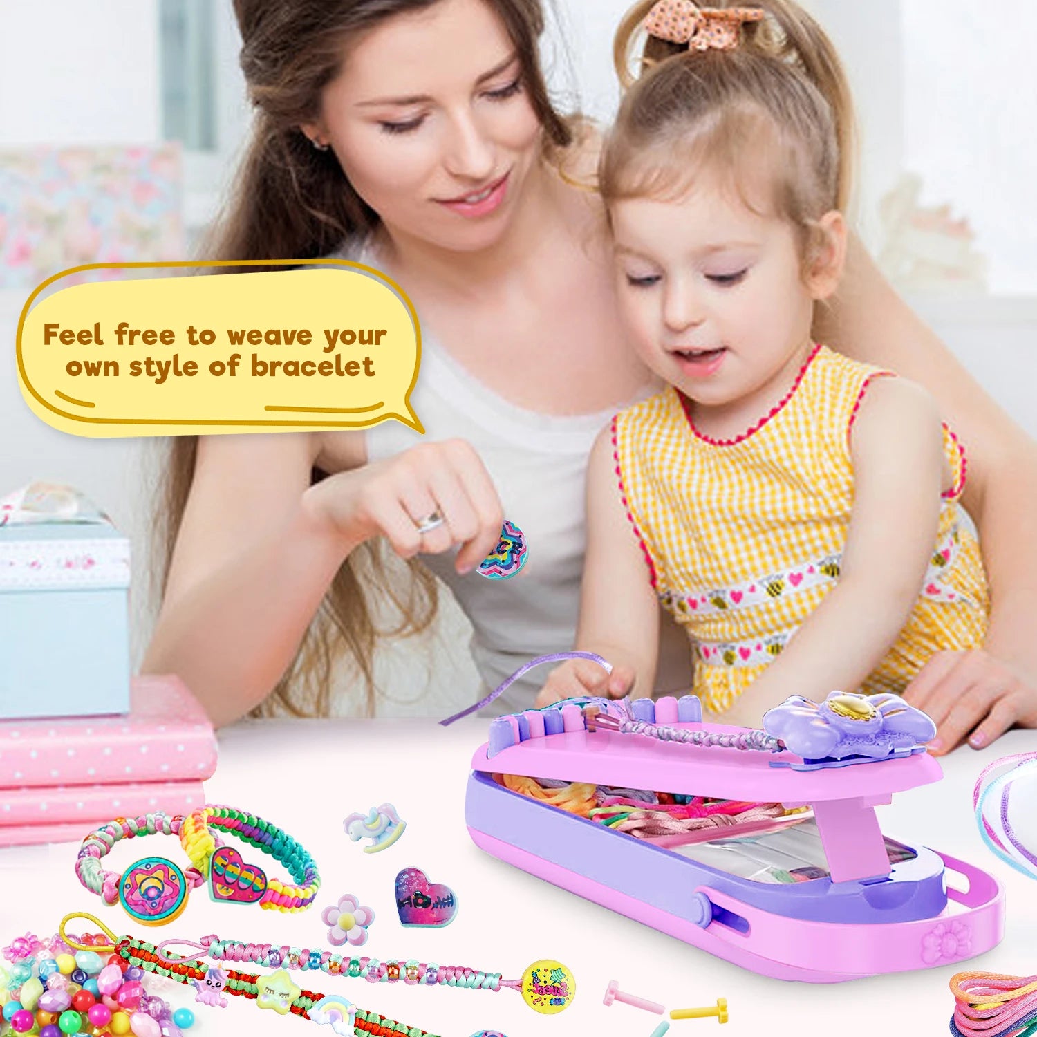 DIY Bracelet Making Kit for Girls - Children's Art And Craft Jewelry Rope Weaving Set Toy Suitable for Ages 6-12 Gift