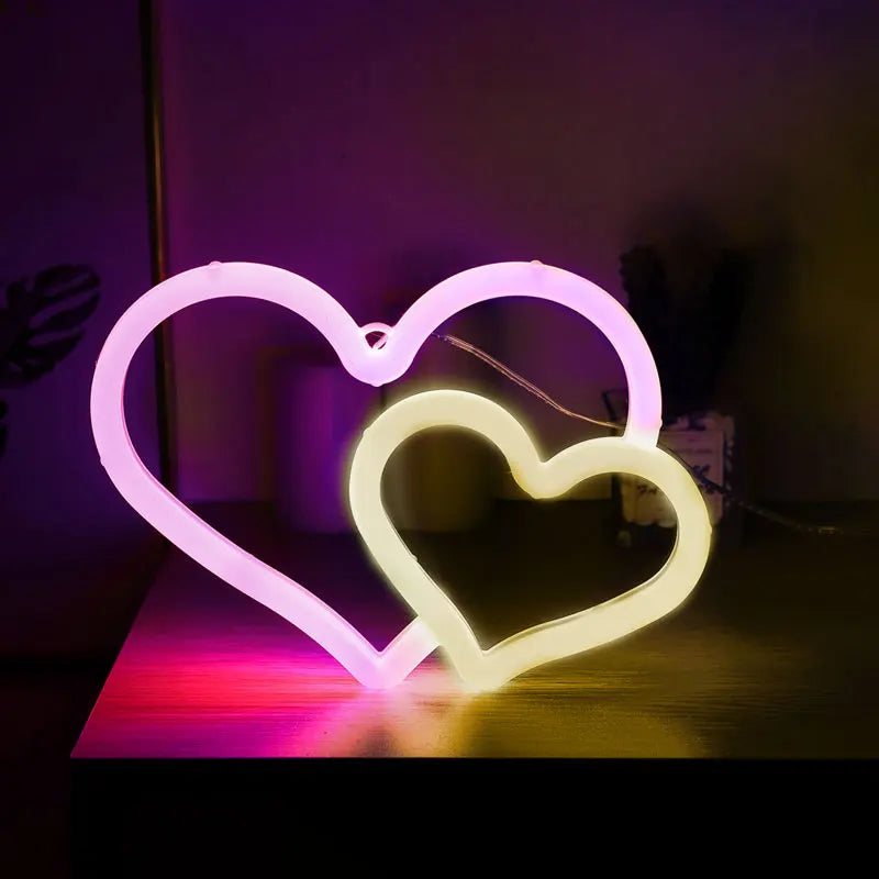 Neon lights, red heart-shaped LED lights for artistic decoration