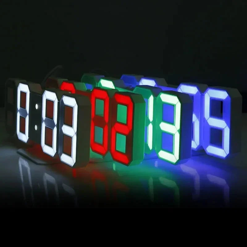 3D LED Digital Clock Wall Decoration Glow Night Mode Decoration for Bedroom