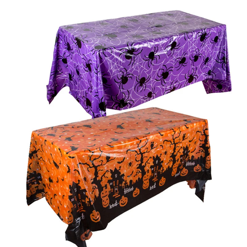 Halloween Decoration Tablecloth Pumpkin Spider Web Bat Plastic Table
