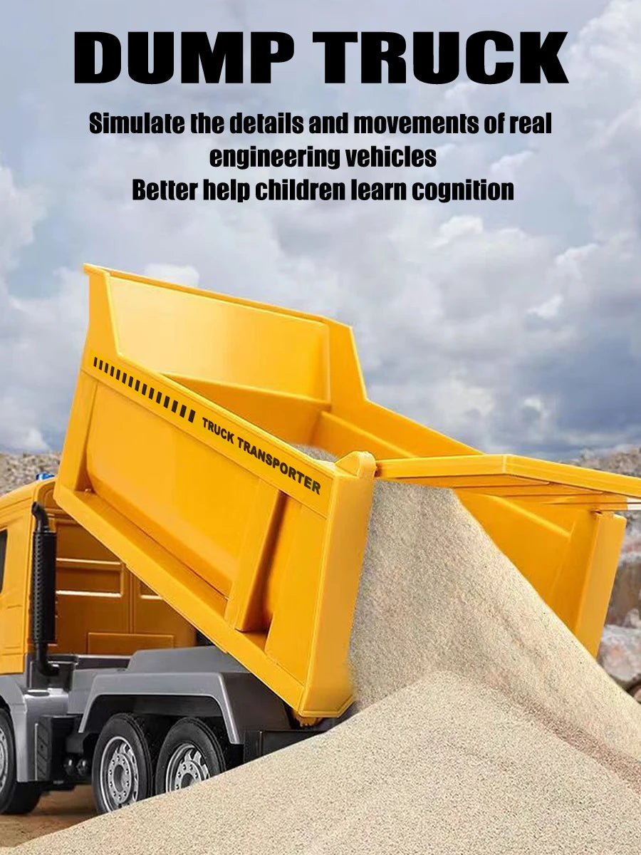 6-channel remote control engineering vehicle 2.4G rechargeable dump RC truck toy with light/sound effects, children's gift