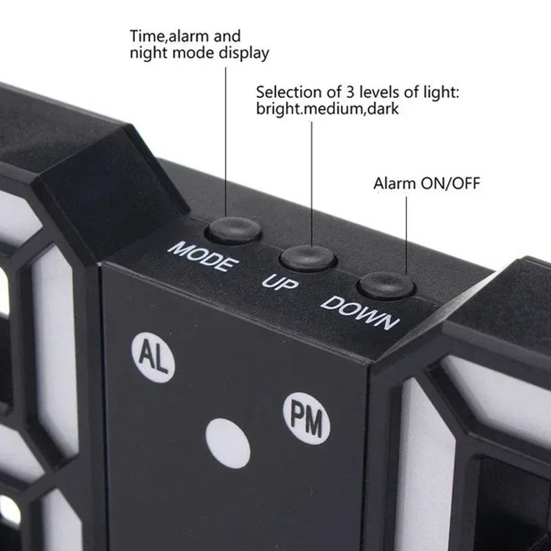 3D LED Digital Clock Wall Decoration Glow Night Mode Decoration for Bedroom