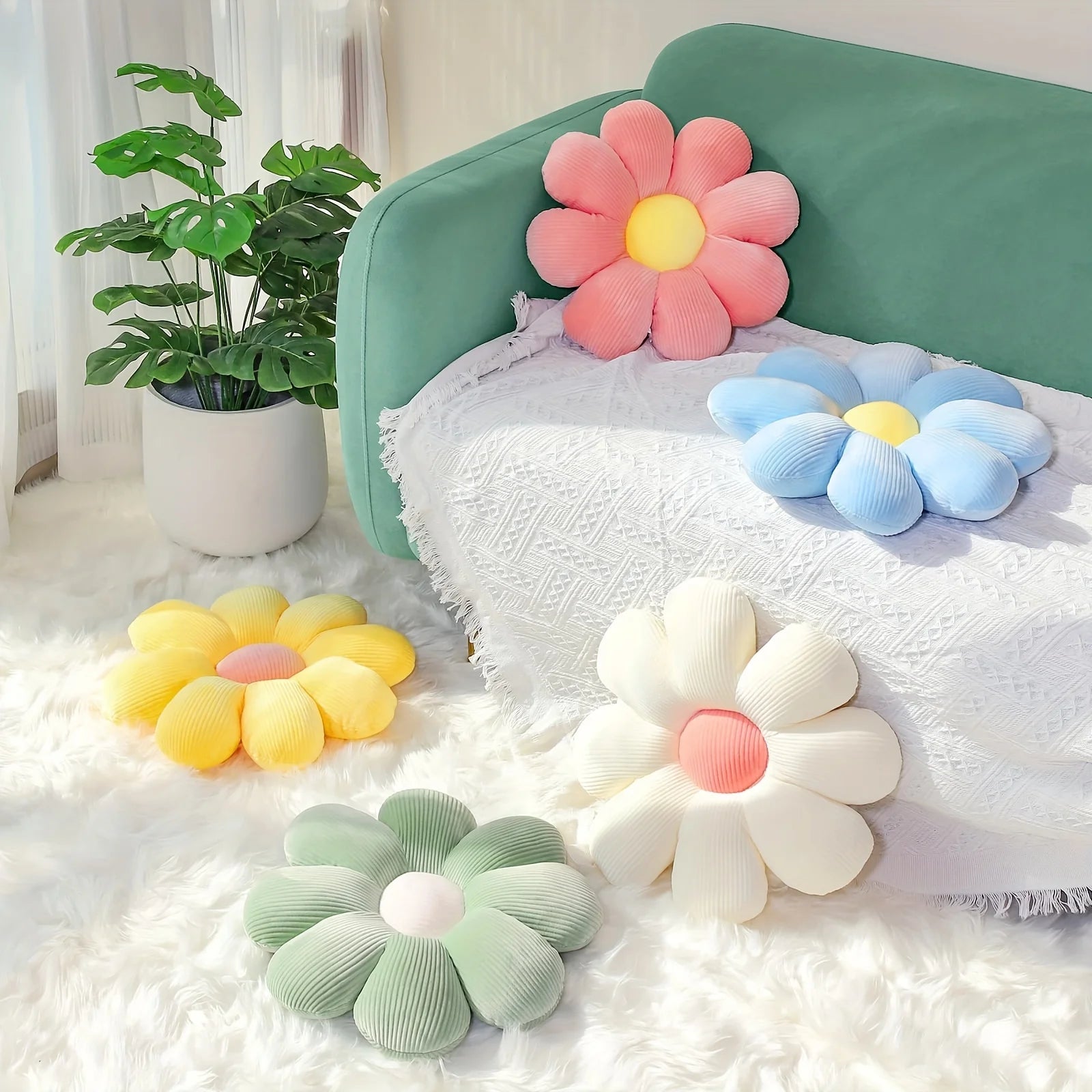 Sunflower Pillow, Daisy Seat Cushion, Flower Mat