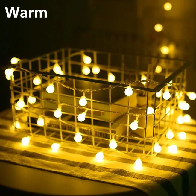 USB/Battery Power LED Ball Garland Lights Fairy String Outdoor Lamp