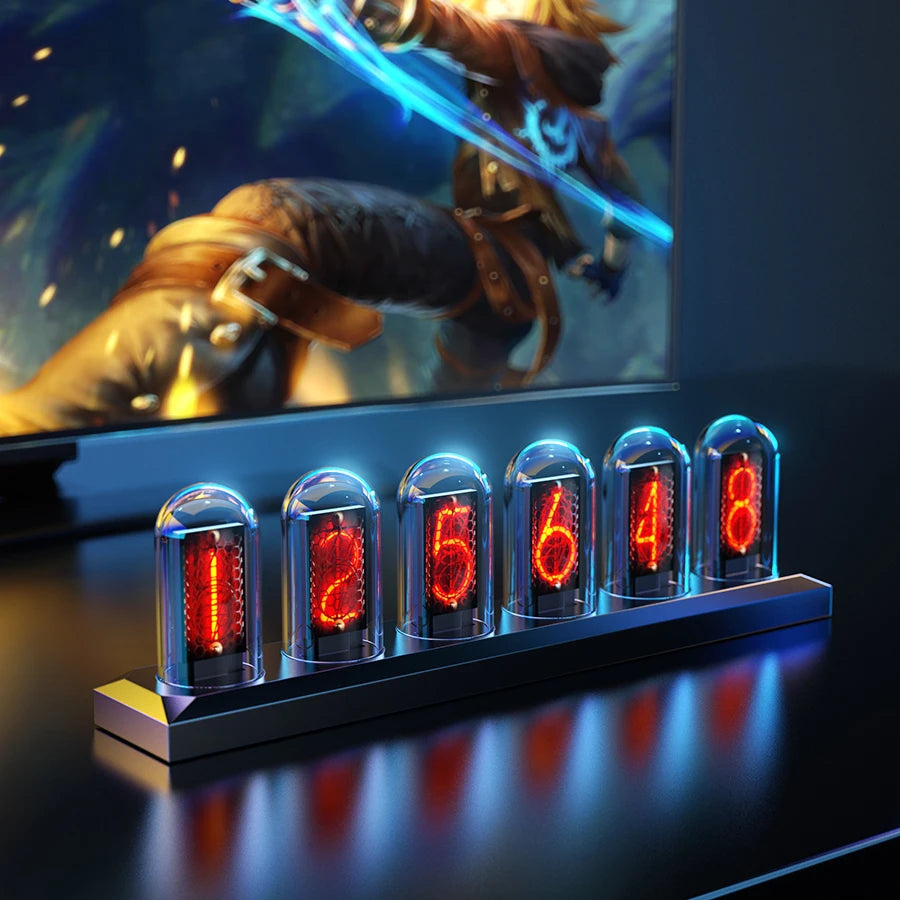Nixie Tube Clock LED Glows IPS Color Screen Digital Tube Night lights