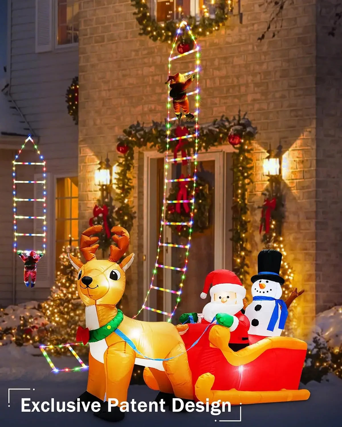 LED Christmas Lights Santa Claus Climbing Ladder Light Christmas Decorative for Indoor Outdoor Window Garden Xmas Tree Decor