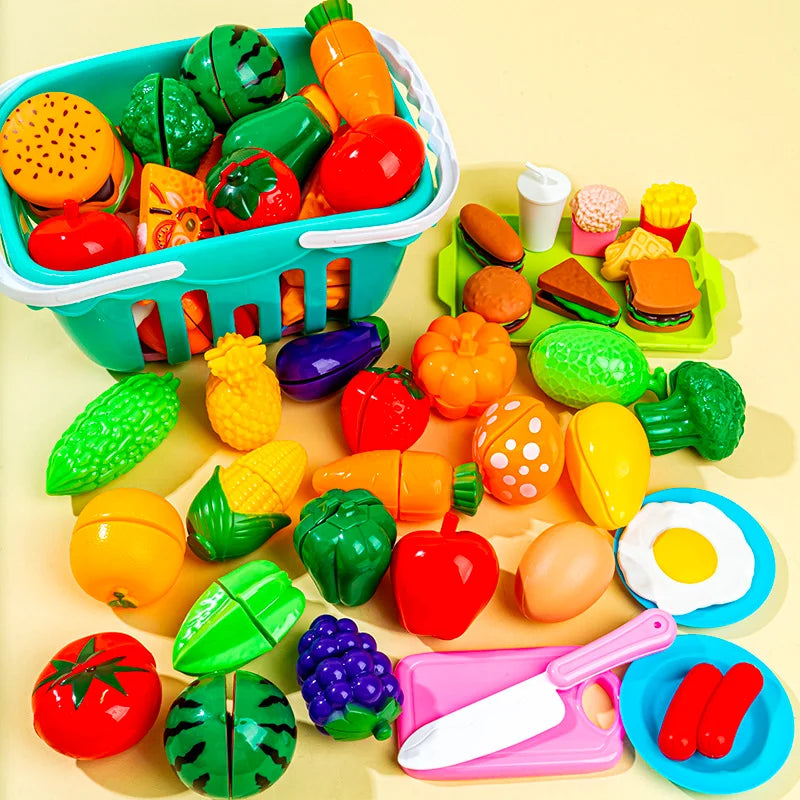 Children play house toys kitchen cut fruit and vegetable set, boys and girls play house can cut fruit