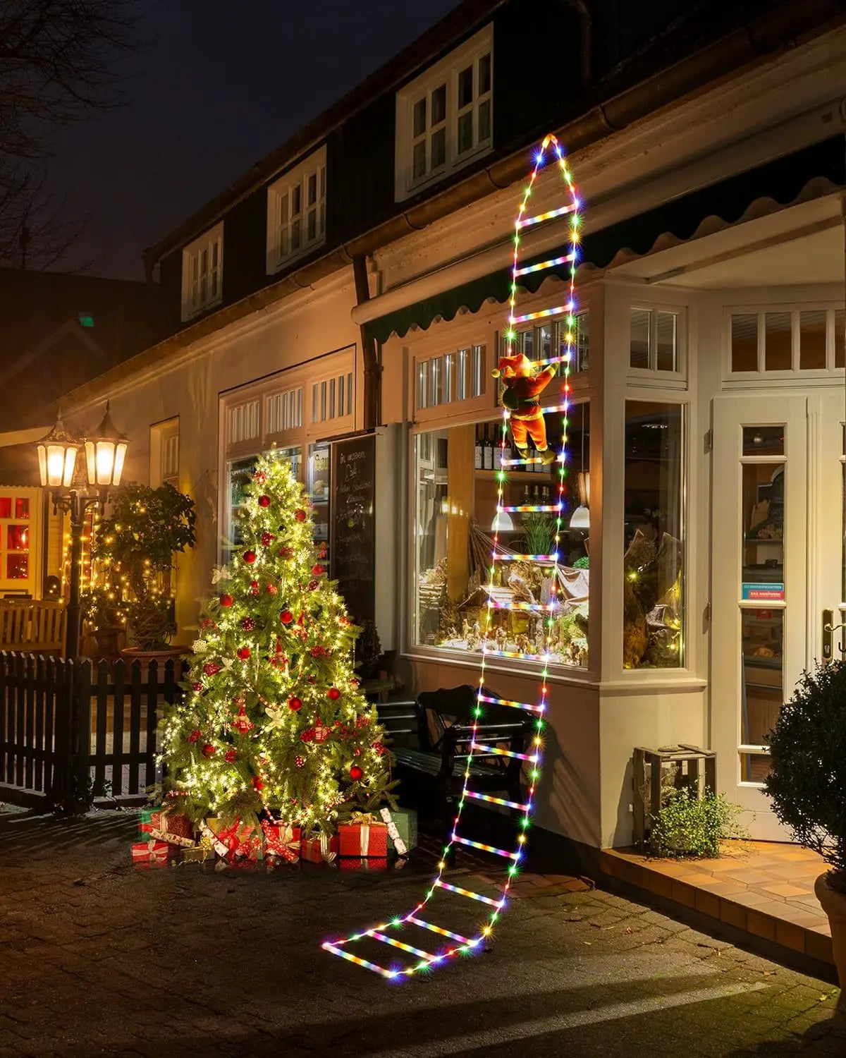 LED Christmas Lights Santa Claus Climbing Ladder Light Christmas Decorative for Indoor Outdoor Window Garden Xmas Tree Decor