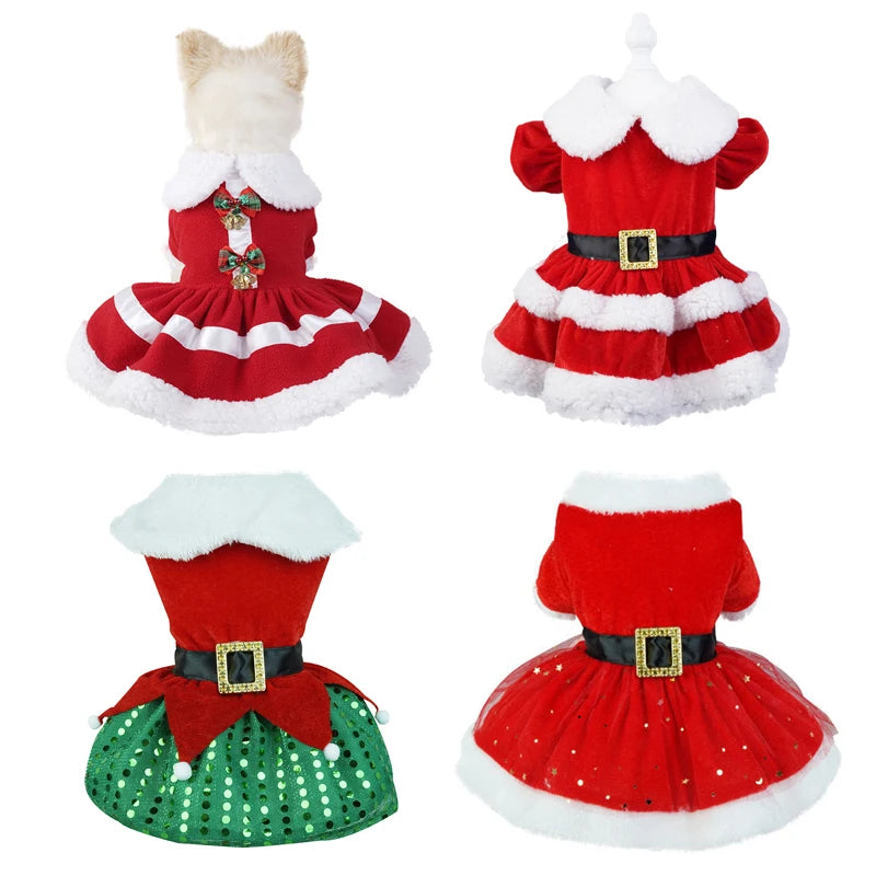 Christmas Dresses for Small Dogs Cats Fall Winter