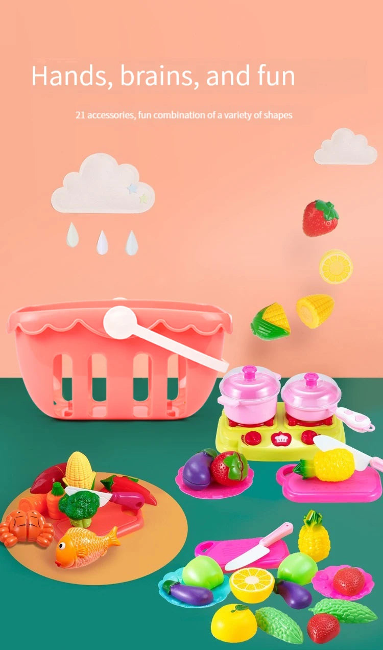 Children play house toys kitchen cut fruit and vegetable set, boys and girls play house can cut fruit