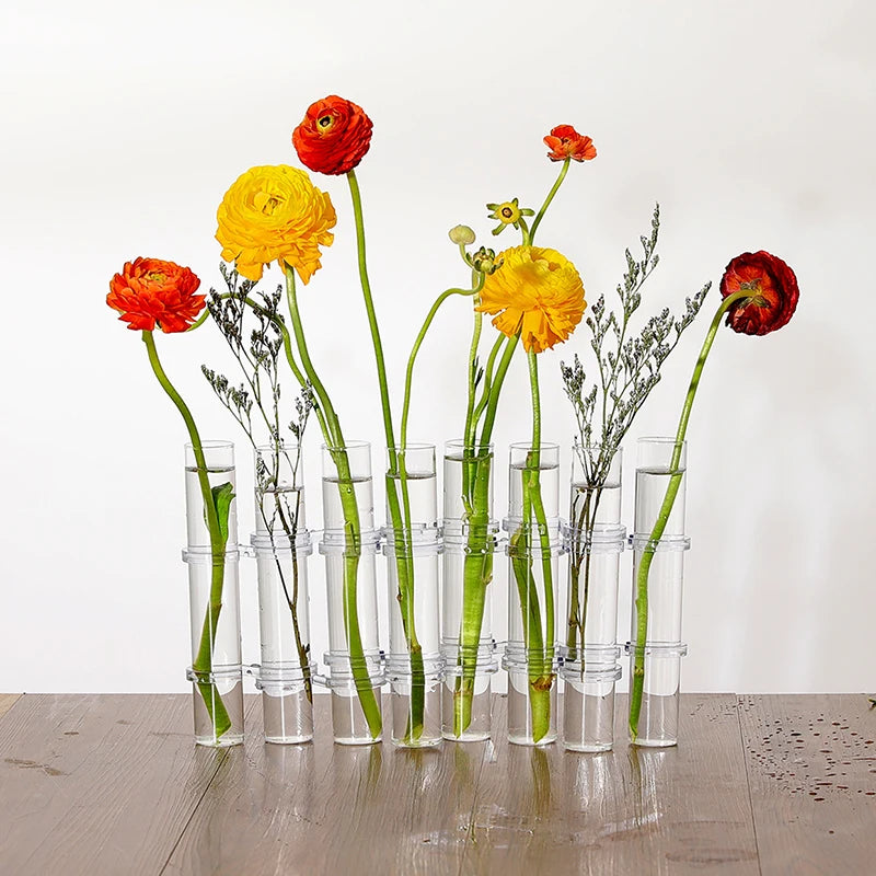 Creative Hinged Flower Glass Vase Test Tube Plant Holder Hydroponic Transparent Container