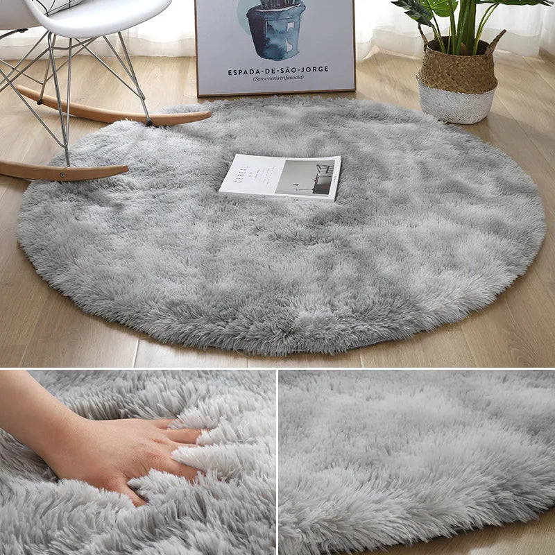 Super Soft Plush Round Rug Mat Fluffy White Carpets For Living Room Home Decor