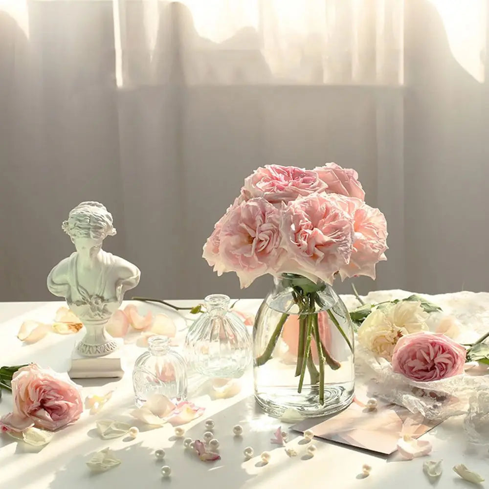 Vintage Relief Vase INS Mini Glass Vase Transparent Hydroponic Plant Vase