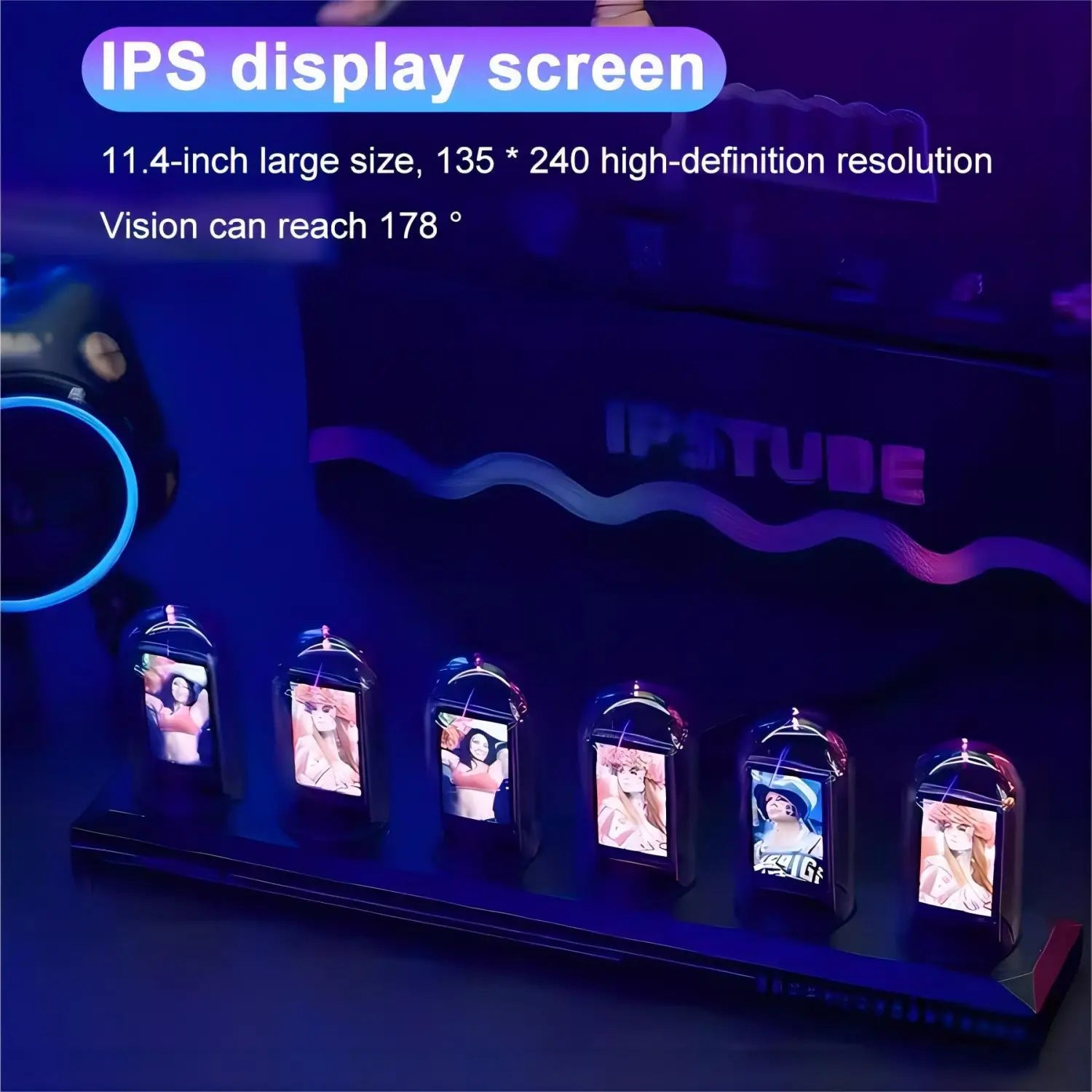 Nixie Tube Clock LED Glows IPS Color Screen Digital Tube Night lights