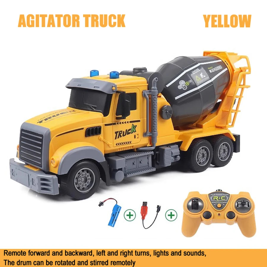 6-channel remote control engineering vehicle 2.4G rechargeable dump RC truck toy with light/sound effects, children's gift