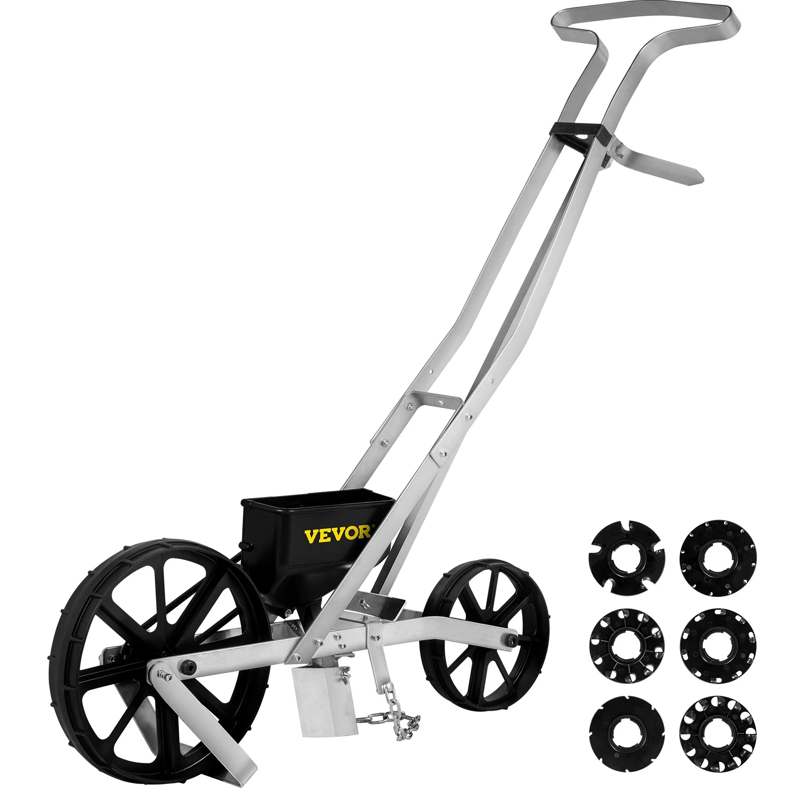 VEVOR Garden Seeder Walk-Behind Garden Push Seeder Manual Row Crop Planter Garden Lawn Spreader for Sowing Seed for Various Seed
