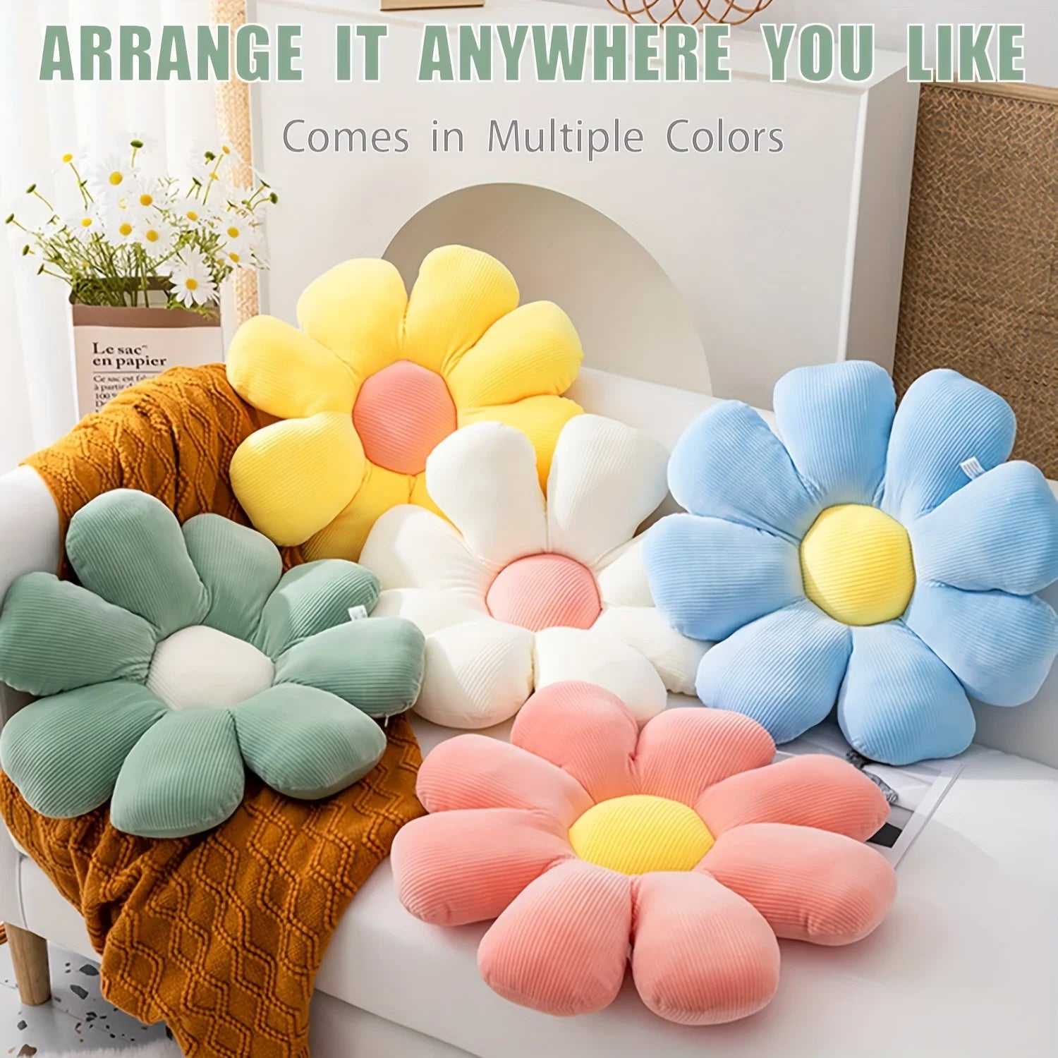 Sunflower Pillow, Daisy Seat Cushion, Flower Mat